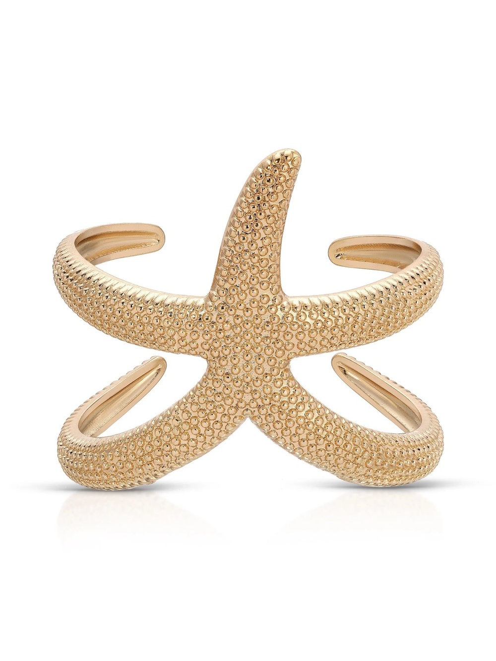 ettika Gold Textured Starfish Double Band Cuff Bracelet
